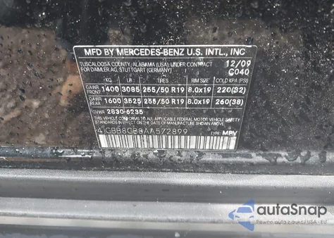 2010 Mercedes-Benz Ml 350 4Matic из США, поврежденный, VIN 4JGBB8GB8AA572899